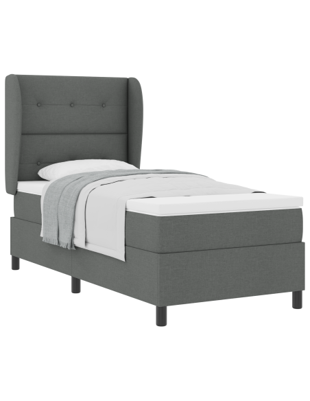 Letto a Box con Materasso Grigio Scuro 80x200 cm Tessuto