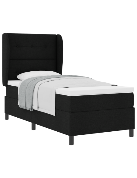 Letto Box Spring con Materasso Nero 80x200 cm Tessuto