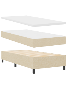 Letto a molle con materasso Crema 80 x 200 cm Tessuto