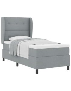 Letto a molle con materasso Grigio chiaro 90 x 190 cm Tessuto