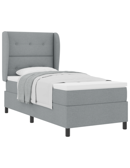 Letto a molle con materasso Grigio chiaro 90 x 190 cm Tessuto