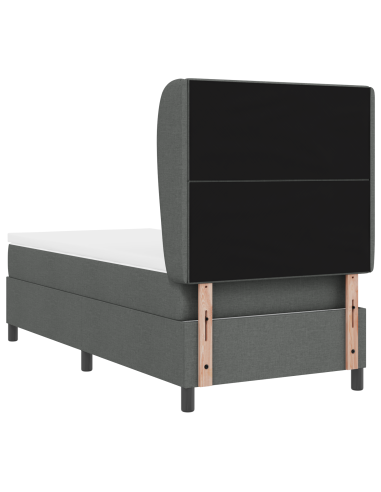 Letto a molle con materasso Grigio scuro 90 x 190 cm Tessuto