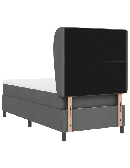 Struttura Letto a Molla con Materasso Grigio Scuro 90x190 cm Tessuto