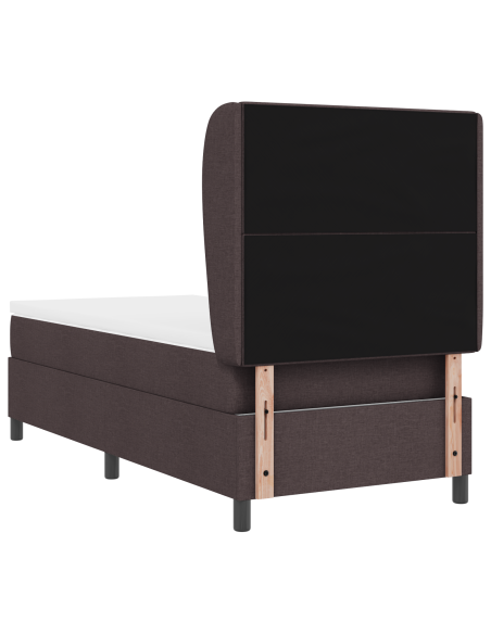 Letto con Reticolo e Materasso Marrone Scuro 90x200 cm Tessuto