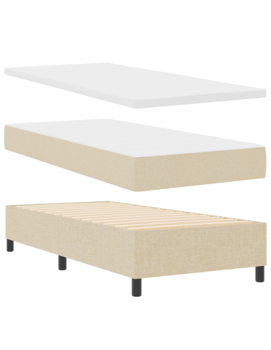 Letto a molle con materasso Crema 100 x 200 cm Tessuto