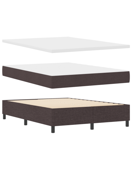 Letto Box Spring con Materasso in Marrone Scuro, 140x190 cm, Tessuto