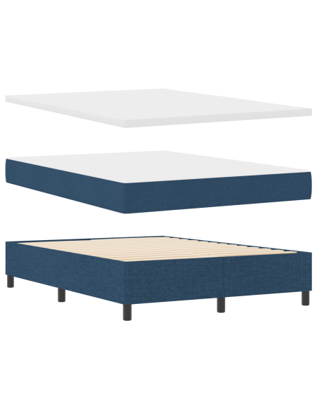 Letto Contenitore con Materasso Blu 140x190 cm Tessuto