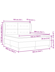 Letto a molle con materasso Blu 180 x 200 cm Tessuto