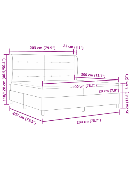Letto Box Spring con Materasso in Marrone Scuro, 200x200 cm Tessuto
