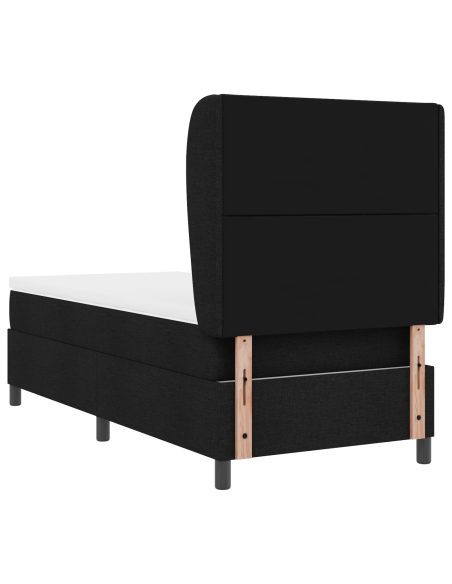 Letto Box Spring con Materasso Nero 90x190 cm Tessuto