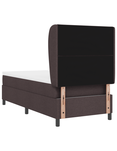 Letto con Rete e Materasso  in Marrone Scuro, 90x200 cm, Tessuto