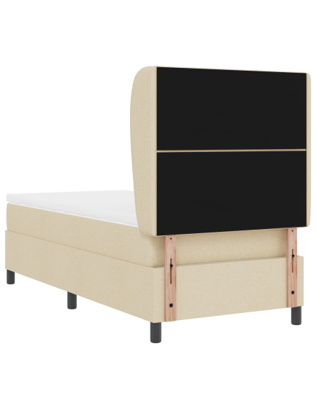 Letto Box Spring Crema con Materasso, 90x200 cm Tessuto