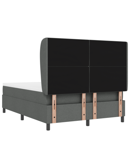 Letto Box Spring  con Materasso Grigio Scuro, 140x200 cm in Tessuto