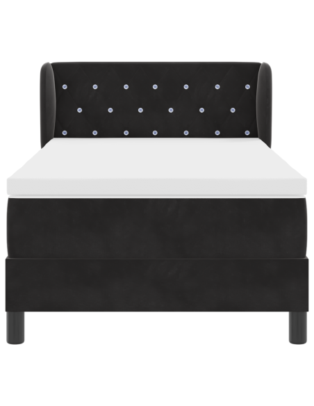Letto a molle con materasso Nero 90 x 200 cm Velluto