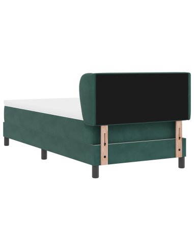 Letto a molle con materasso Verde scuro 90 x 200 cm Velluto