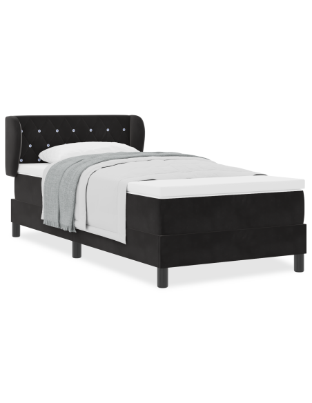 Letto Box Spring con Materasso Nero 100x200 cm Velluto