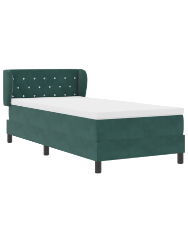 Letto a molle con materasso Verde scuro 100 x 200 cm Velluto