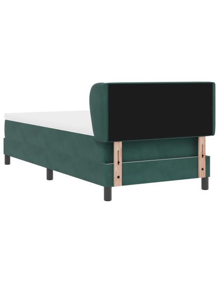 Letto a molle con materasso Verde scuro 100 x 200 cm Velluto