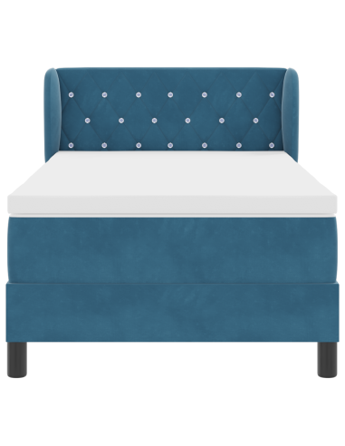 Letto a molle con materasso Blu scuro 100 x 200 cm Velluto