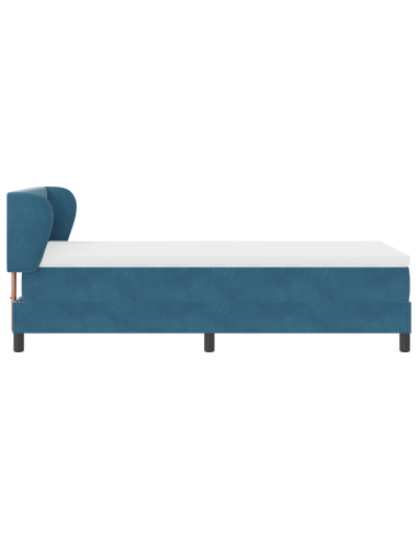 Letto a molle con materasso Blu scuro 100 x 200 cm Velluto