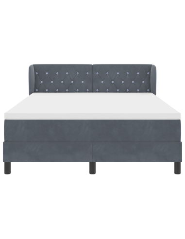 Letto a molle con materasso Grigio scuro 140 x 190 cm Velluto