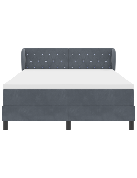 Letto Box Spring con Materasso Grigio Scuro 140x190 cm in Velluto