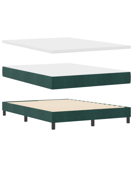 Letto a molle con materasso Verde scuro 140 x 190 cm Velluto