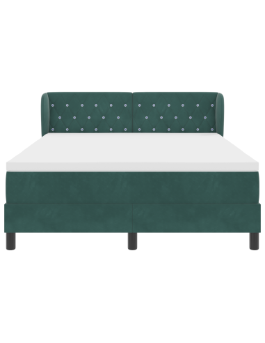 Letto a molle con materasso Verde scuro 140 x 200 cm Velluto