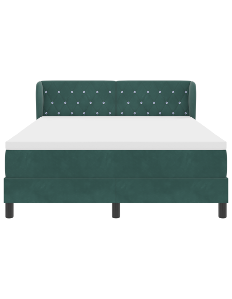 Letto con Rete a Molle e Materasso Verde Scuro 140x200 cm in Velluto