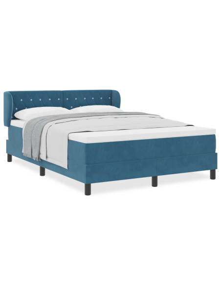 Letto a molle vitaXL con materasso Blu scuro 140x200 cm Velluto