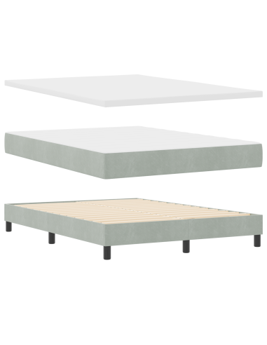 Letto a molle con materasso Grigio chiaro 160 x 200 cm Velluto