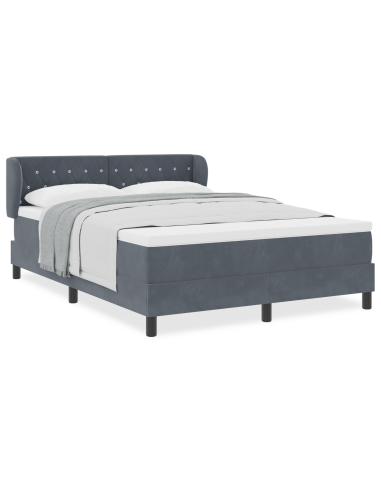 Letto a molle con materasso Grigio scuro 160 x 200 cm Velluto