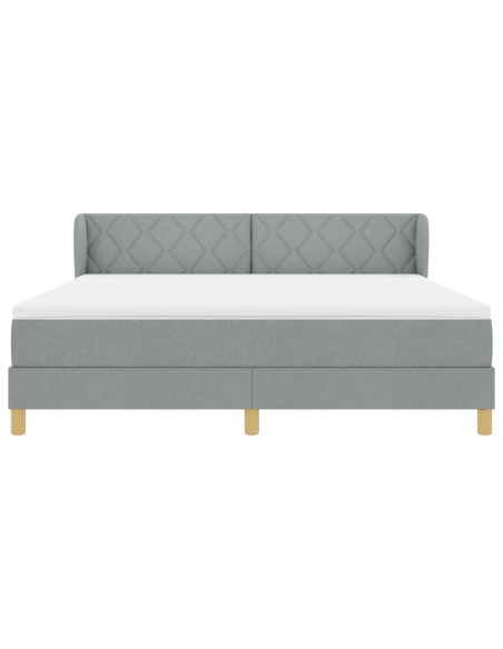 Letto con Box Spring e Materasso - Grigio Chiaro, 180x200 cm, Tessuto