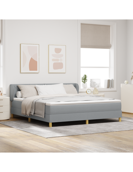 Letto con Box Spring e Materasso - Grigio Chiaro, 180x200 cm, Tessuto