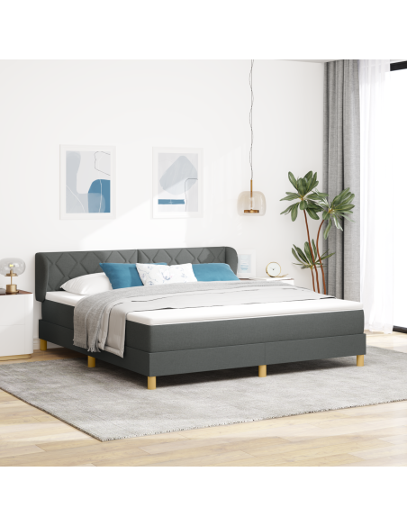 Letto a Rete con Materasso - Grigio Scuro, 180x200 cm, Tessuto