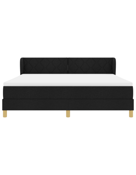 Letto con Rete a Doghe e Materasso  Nero 180x200 cm Tessuto