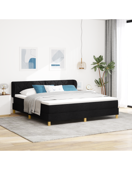 Letto con Rete a Doghe e Materasso  Nero 180x200 cm Tessuto