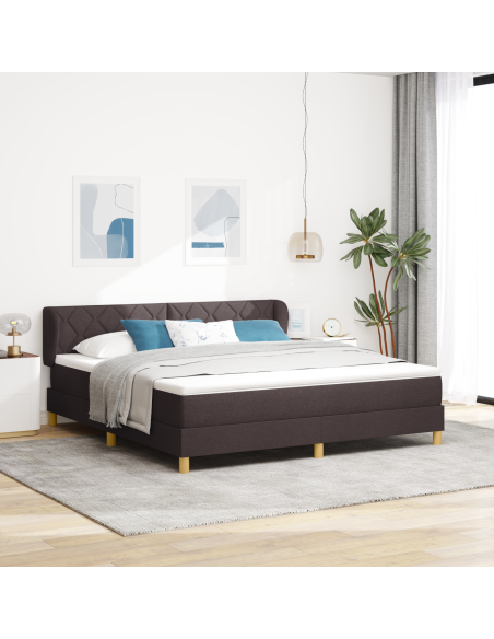 Letto Box Spring con Materasso - Marrone Scuro, 180x200 cm, Tessuto