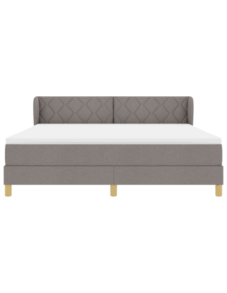 Letto Box Spring con Materasso in Tortora, 180x200 cm, Tessuto