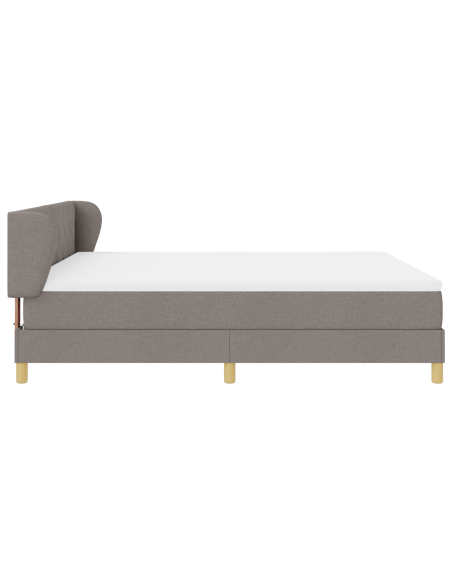 Letto Box Spring con Materasso in Tortora, 180x200 cm, Tessuto