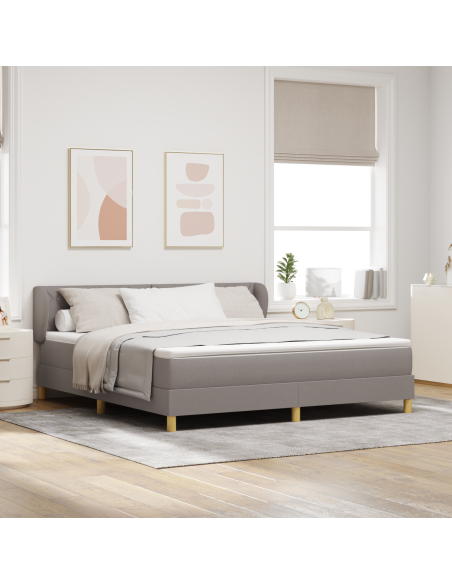 Letto Box Spring con Materasso in Tortora, 180x200 cm, Tessuto