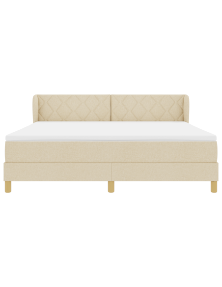 Letto Box Spring con Materasso - Crema - 180x200 cm - Tessuto