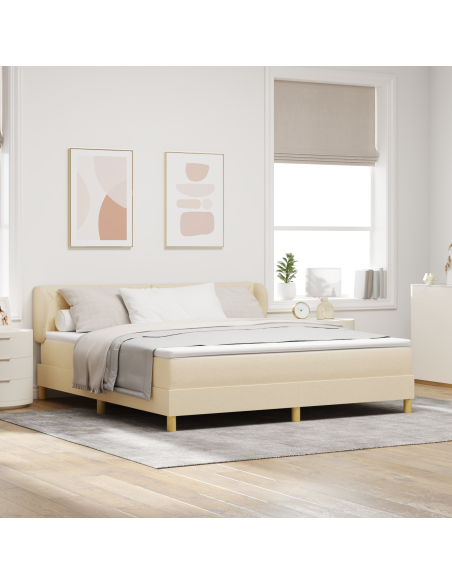 Letto Box Spring con Materasso - Crema - 180x200 cm - Tessuto
