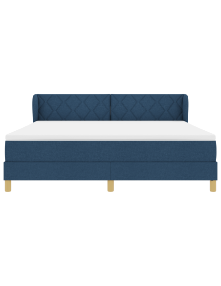 Letto a molle con materasso  - Blu, 180x200 cm, Tessuto