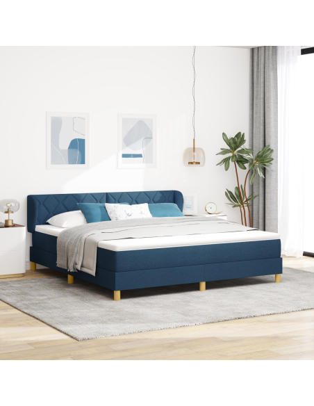 Letto a molle con materasso  - Blu, 180x200 cm, Tessuto