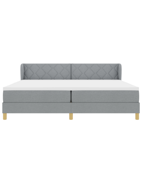 Letto Box Spring con Materasso - Grigio Chiaro - 200x200 cm - Tessuto
