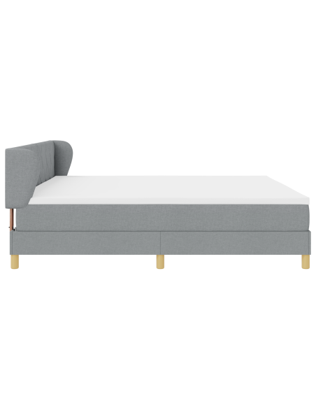 Letto Box Spring con Materasso - Grigio Chiaro - 200x200 cm - Tessuto