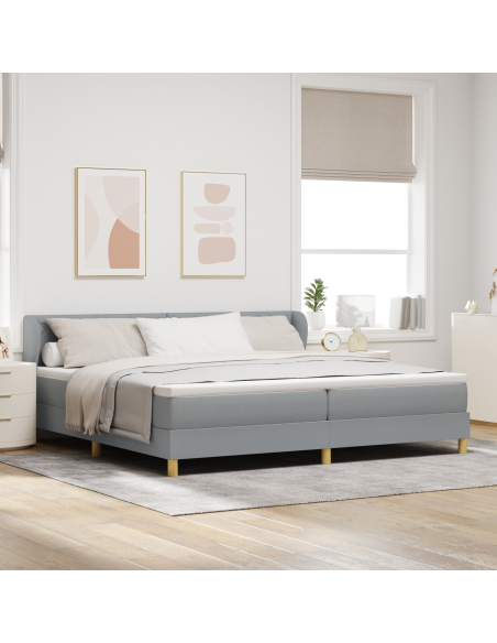 Letto Box Spring con Materasso - Grigio Chiaro - 200x200 cm - Tessuto