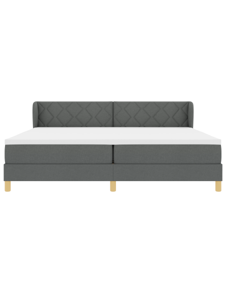 Letto a Molla  con Materasso Grigio Scuro 200x200 cm in Tessuto