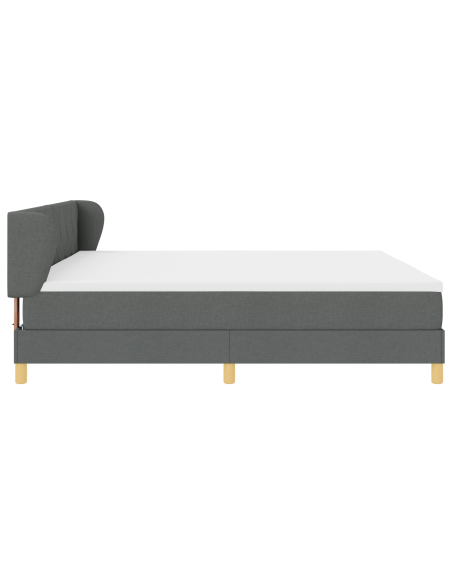 Letto a Molla  con Materasso Grigio Scuro 200x200 cm in Tessuto